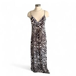 Mascara zebra print maxi dress with chain straps‎ Size Medium Y2K